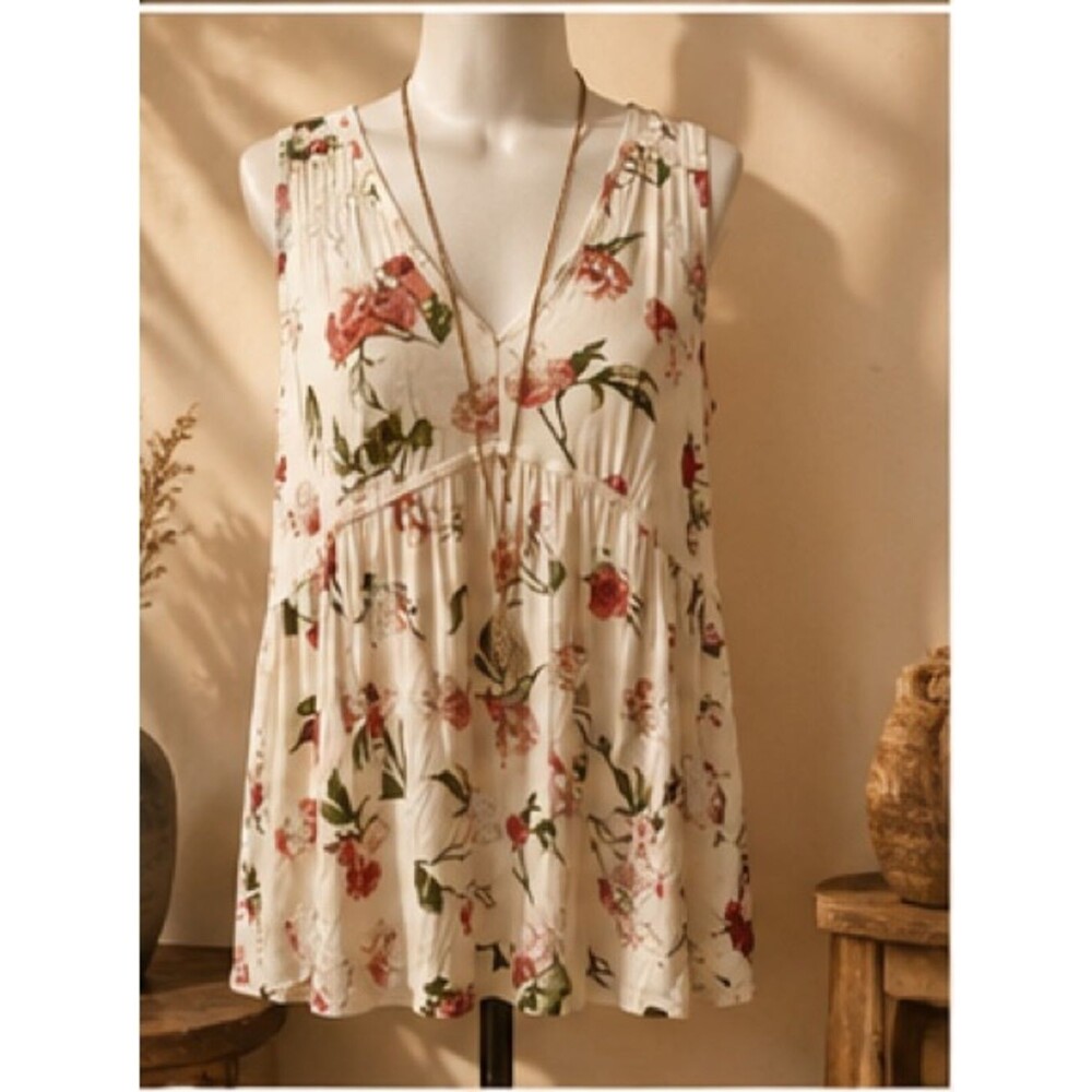 Purple Snow Floral Sleeveless Top‎ Large
